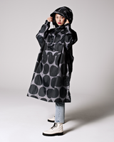 The Rain Kiss Womens Rain Poncho in Black Polka