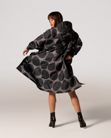 The Rain Kiss Womens Rain Poncho in Black Polka