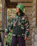 The Passenger Womens Clover 2.0 Fleece Jacket in Abstract Mountain Fir Tree