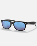 The Ray-Ban New Wayfarer Flash Sunglasses in Black & Blue Flash.