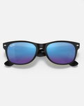 The Ray-Ban New Wayfarer Flash Sunglasses in Black & Blue Flash.