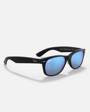 The Ray-Ban New Wayfarer Flash Sunglasses in Black & Blue Flash.