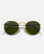 The Ray-Ban Round Metal Sunglasses in Black & Gold