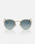 The Ray-Ban Round Metal Gradient Sunglasses in Polished Gold & Blue