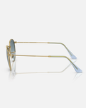 The Ray-Ban Round Metal Gradient Sunglasses in Polished Gold & Blue