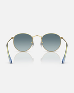 The Ray-Ban Round Metal Gradient Sunglasses in Polished Gold & Blue