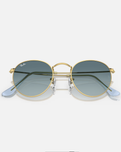 The Ray-Ban Round Metal Gradient Sunglasses in Polished Gold & Blue