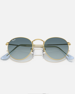 The Ray-Ban Round Metal Gradient Sunglasses in Polished Gold & Blue