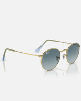 The Ray-Ban Round Metal Gradient Sunglasses in Polished Gold & Blue