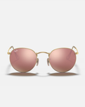 The Ray-Ban Round Flash Lenses Sunglasses in Matte Gold & Copper Flash