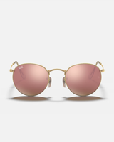 The Ray-Ban Round Flash Lenses Sunglasses in Matte Gold & Copper Flash