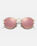 The Ray-Ban Round Flash Lenses Sunglasses in Matte Gold & Copper Flash