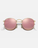 The Ray-Ban Round Flash Lenses Sunglasses in Matte Gold & Copper Flash