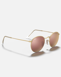 The Ray-Ban Round Flash Lenses Sunglasses in Matte Gold & Copper Flash