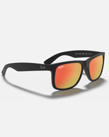 The Ray-Ban Justin Colour Mix Sunglasses in Matte Black & Red