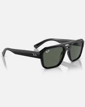 The Ray-Ban Corrigan Bio-Based Sunglasses in Polished Black & Dark Green