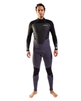 The Gul Mens Response 3/2mm Back Zip Wetsuit in Grey & Black