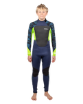 The Gul Boys Response 4/3mm Back Zip Wetsuit in Navy & Sulphur