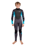 Boys Response 4/3mm Back Zip Wetsuit in Grey & Cyan