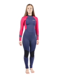 The Gul Girls Response 4/3mm Back Zip Wetsuit in Blue & Rose