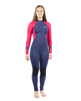 The Gul Girls Response 4/3mm Back Zip Wetsuit in Blue & Rose