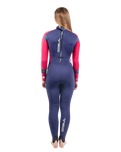 The Gul Girls Response 4/3mm Back Zip Wetsuit in Blue & Rose