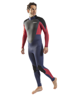 The Gul Mens Response FL 3/2mm Back Zip Wetsuit in Navy & Red