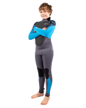 The Gul Boys Response FL 3/2mm Back Zip Wetsuit in Grey & Blue