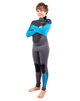 The Gul Boys Response FL 3/2mm Back Zip Wetsuit in Grey & Blue