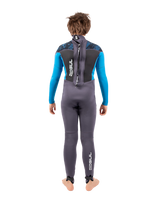 The Gul Boys Response FL 3/2mm Back Zip Wetsuit in Grey & Blue