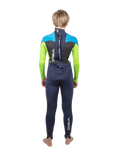 The Gul Boys Response FL 3/2mm Back Zip Wetsuit in Navy & Lime