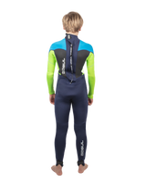 The Gul Boys Response FL 3/2mm Back Zip Wetsuit in Navy & Lime