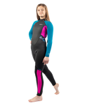 The Gul Girls Response FL 3/2mm Back Zip Wetsuit in Jet & Teal