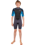 The Gul Boys Response 3/2mm Back Zip Shorty Wetsuit in Grey & Blue