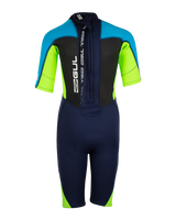 The Gul Boys Response FL 3/2mm Shorty Wetsuit in Navy & Lime