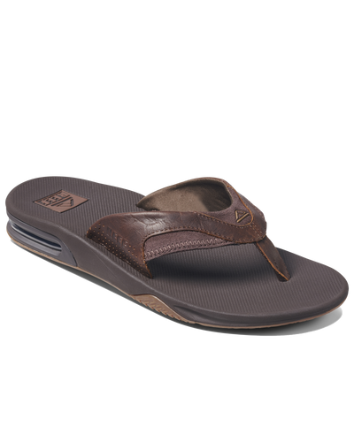 Leather Fanning Flip Flops in Dark Brown