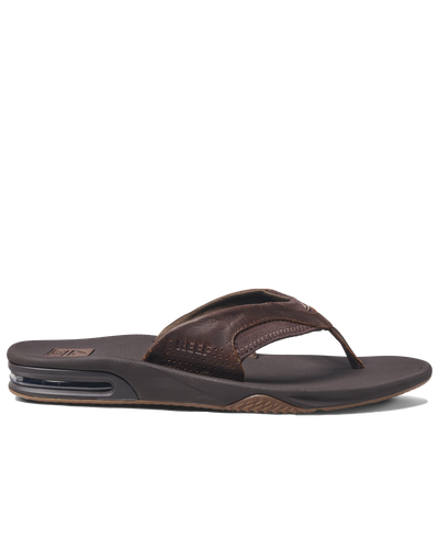 Leather Fanning Flip Flops in Dark Brown