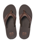 Leather Fanning Flip Flops in Dark Brown