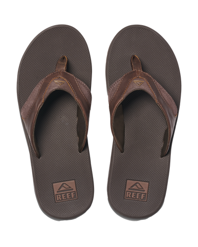 Leather Fanning Flip Flops in Dark Brown