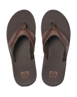 Leather Fanning Flip Flops in Dark Brown