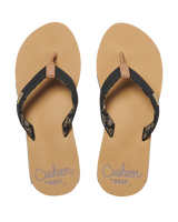 Cushion Sands Flip Flops in Black & Tan