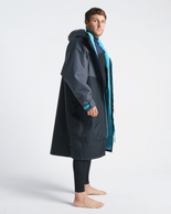 The Robie Dry Series Recycled Long Sleeve Changing Robe in Black, Charcoal & Blue Atoll