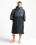 The Robie Dry Series Recycled Short Sleeve Changing Robe in Black, Charcoal & Blue Atoll