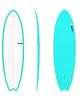 The Torq 6'6" Mod Fish Surfboard in Miami Blue & Pinline