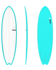 The Torq 7'2" Mod Fish Surfboard in Miami Blue & Pinline