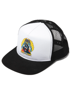 The Santa Cruz Mens Natas Screaming Panther Meshback Cap in White & Black