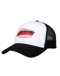 Global Flame Oval Trucker Cap in White & Black