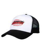 Global Flame Oval Trucker Cap in White & Black