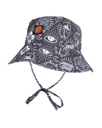 The Santa Cruz Womens Classic Tie Bucket Hat in Black Patchwork