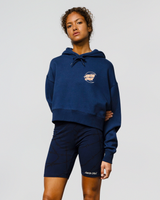 Moon Dot Embroidery Hoodie in Midnight Blue